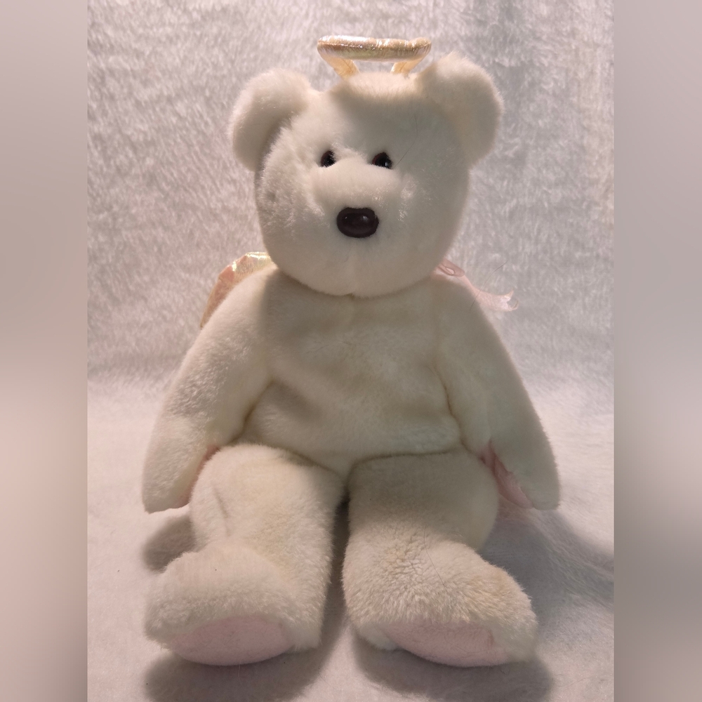 HALO Beanie Buddies Large Beanie Baby White Bear Angel Wings 15" NO HANGTAG 1999